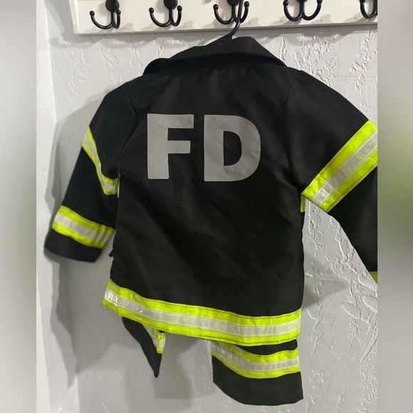 Halloween Kids Black and Neon Yellow Firefighter Costume - Picture 2 of 4